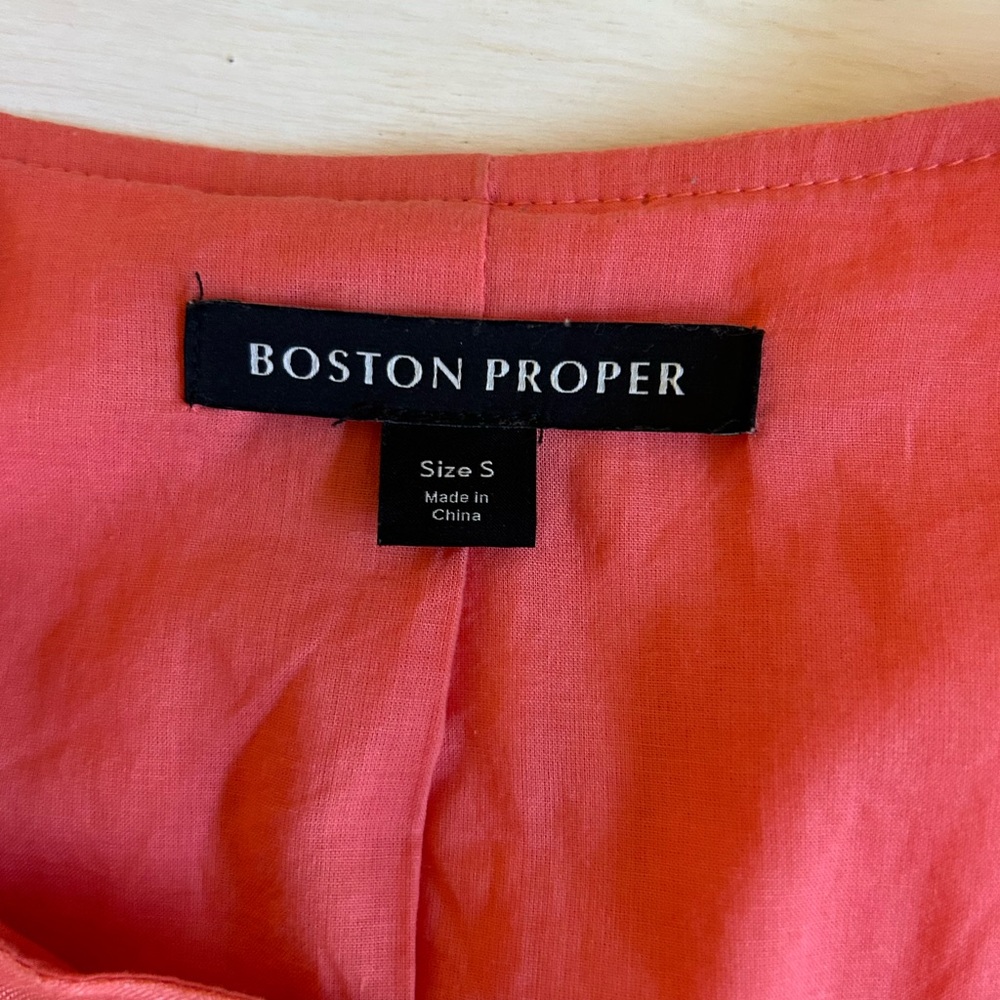 Boston Proper coral/orange jacket, reflective dots, fringe, unique. Womens S. - Picture 6 of 8